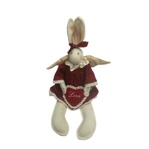 Artisan Flair Rabbit bunny red dress  I love you 16” Stuffed Animal RARE